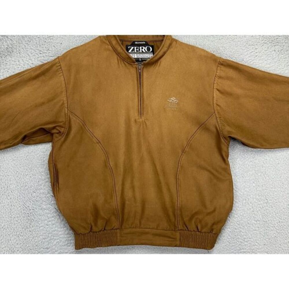 Zero Restriction Jacket Women Medium Micro Suede Brown Golf Quarter Zip USA Made - Picture 2 of 12